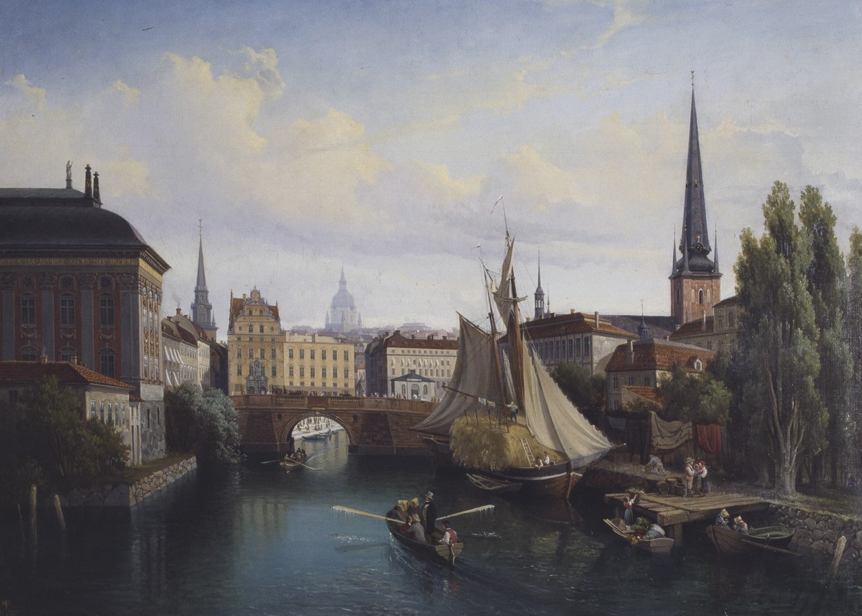 View of the Riddarholmskanalen, Stockholm in 1835 - Gustaf Wilhelm Palm